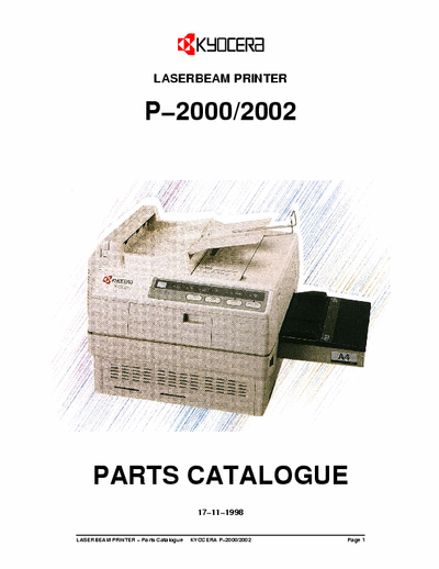 Kyocera P−2000 P−2000/2002
LASERBEAM PRINTER Parts Catalogue